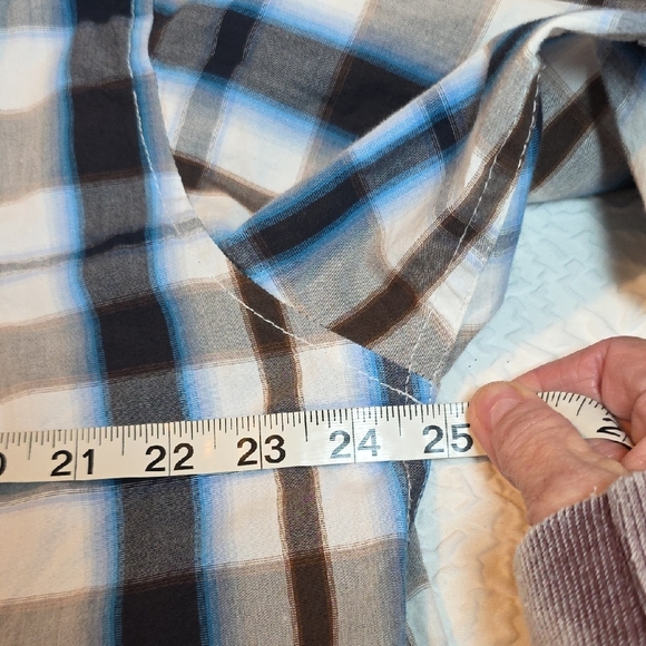 Rafter C Cowboy Collection Blue Plaid Pearl Snap Western Shirt Mens L - Picture 7 of 9